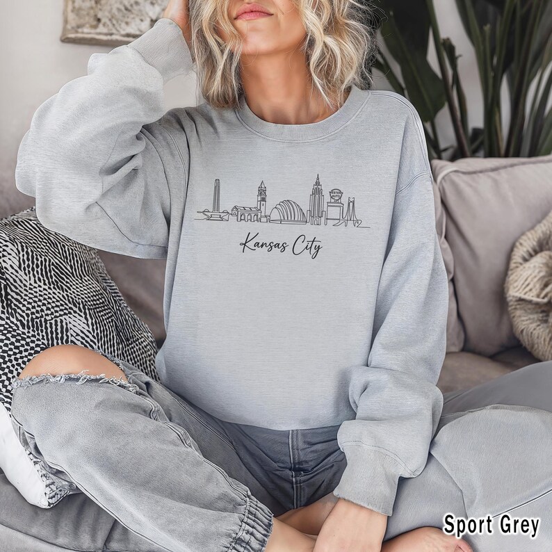 Kansas City Sweatshirt, Kansas City Skyline Shirt, Kansas City Lover Gift, Kansas City Travel Gift, Kansas City Vacation Shirt, Minimalist image 16