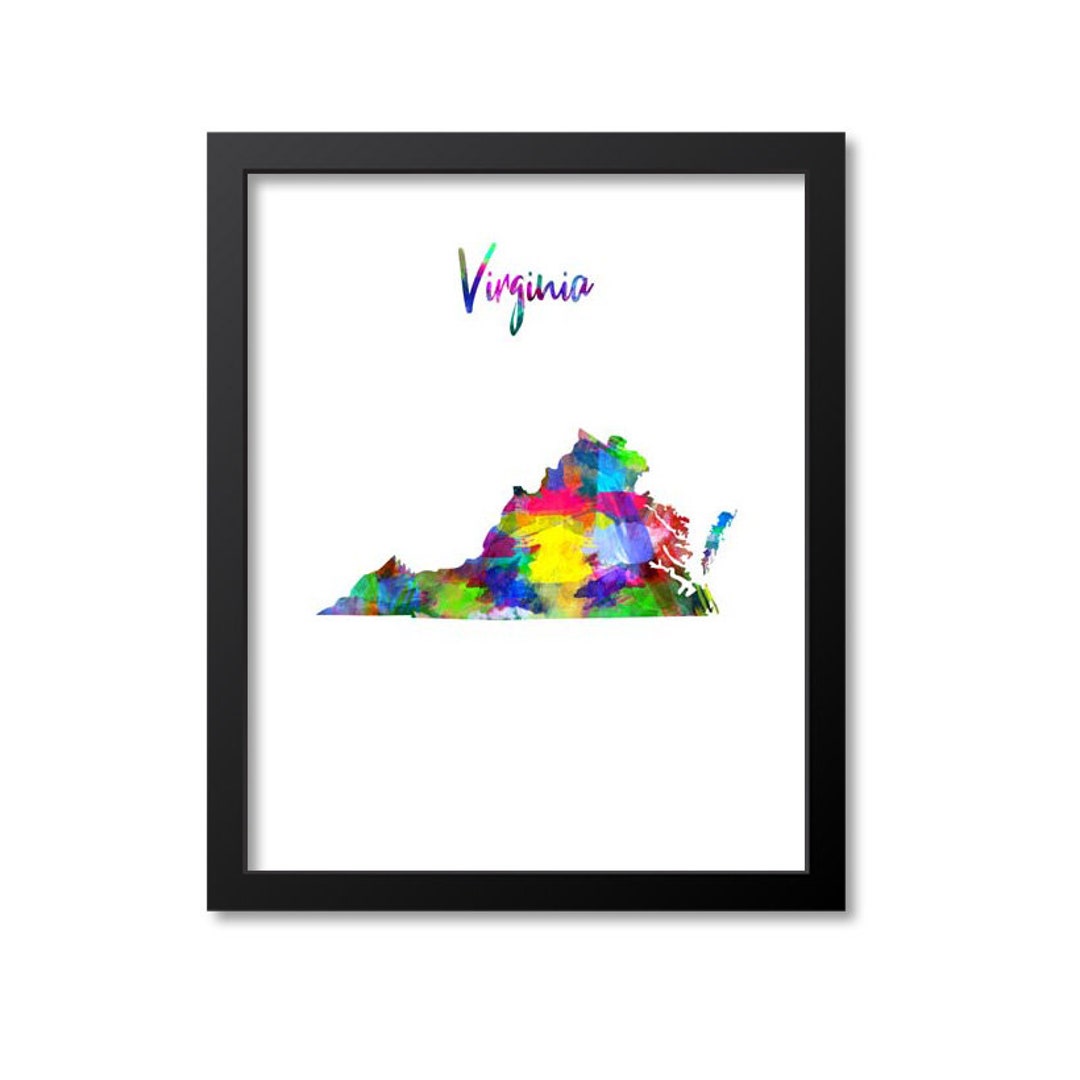 Virginia Map Art Print Virginia Wall Art Print Gift Virginia Etsy