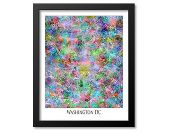 Washington DC Map Print Poster Wall Art, Washington DC Gift City Map Decor, Watercolor Canvas