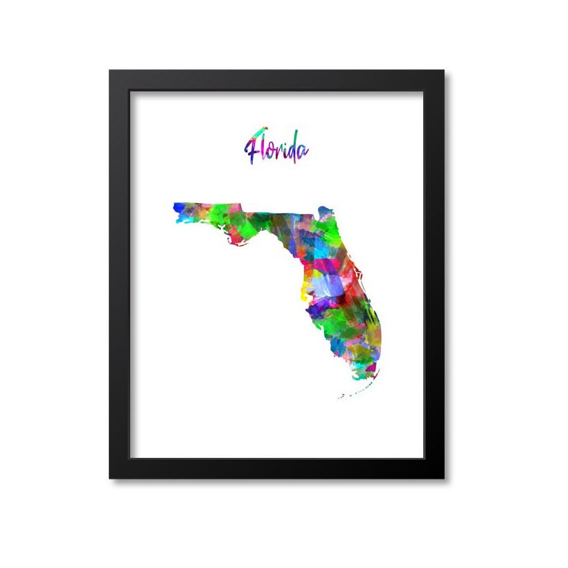 Florida Kaart Art Print Florida Wall Art Print Gift Florida | Etsy