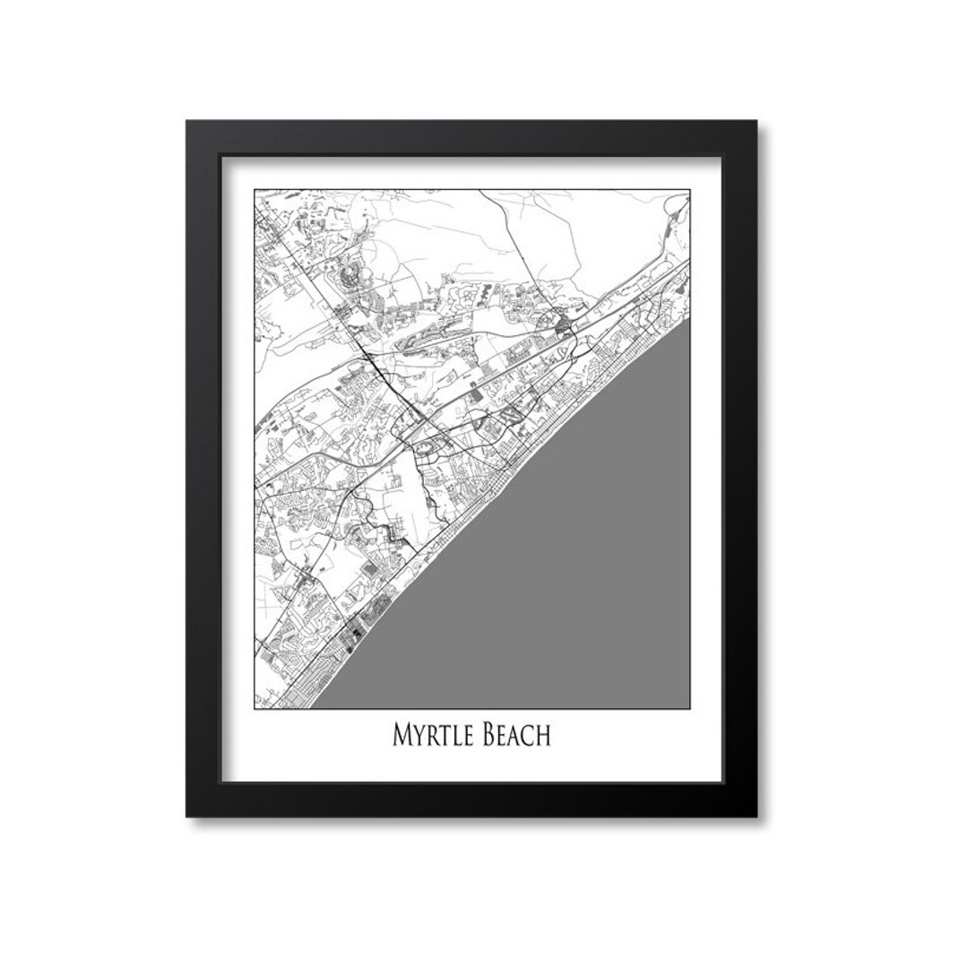 Myrtle Beach Map Print Poster Wall Art South Carolina Gift - Etsy