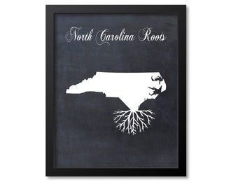 North Carolina Print, North Carolina Art, North Carolina Gift, North Carolina Roots Print, Map Print, Map Art, NC Wall Art Poster,Chalkboard