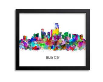 Jersey Nuit Skyline Cityscape Paysage Wall art grande affiche/Toile Photos Jersey Nuit Skyline Cityscape Paysage Wall art grande affiche/Toile Photos