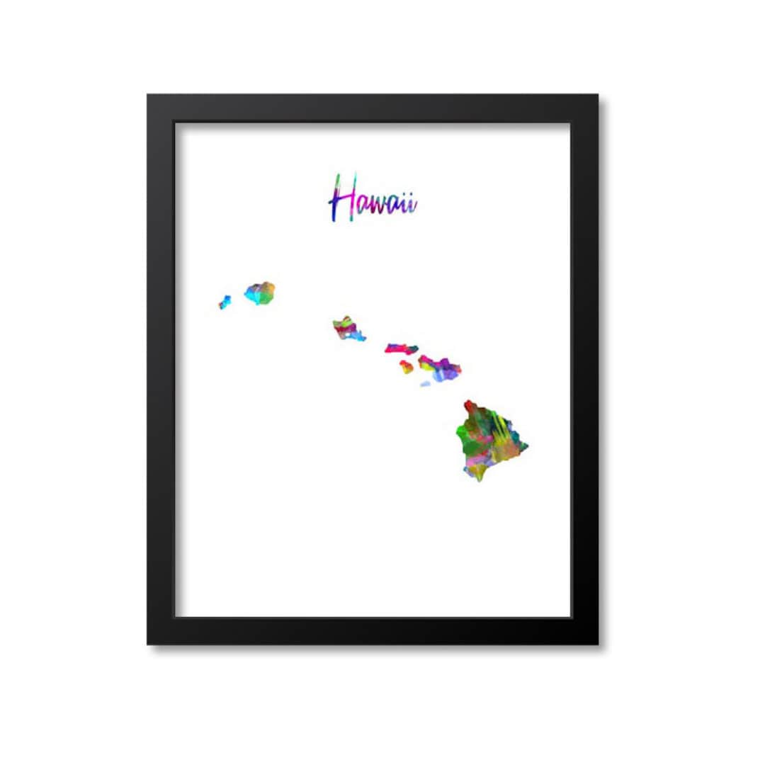 Hawaii Map Art Print Hawaii Wall Art Print Gift Hawaii Decor Hawaii Print Map Artwork Poster