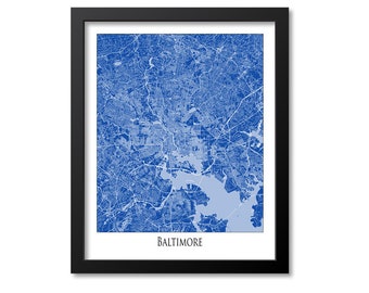 Baltimore Map Print Poster Wall Art, Maryland Gift, Baltimore City Map Decor, Vintage Canvas