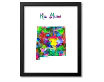 New Mexico Map Art Print New Mexico Wall Art Print Gift New Mexico Decor New Mexico Print Map Artwork Poster Watercolor Map, Canvas or Print