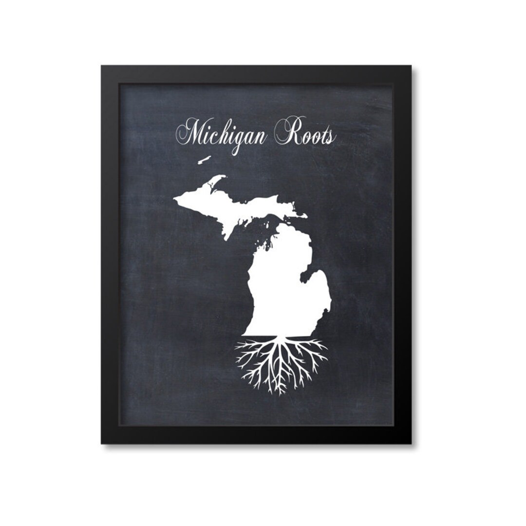 Michigan Print, Michigan Art, Michigan Gift, Michigan Roots Print ...