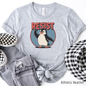 Penguin Resist T-Shirt, Penguins Against Tariffs Shirt, Flippers Up Tee, Democrat Gift Shirt, Funny Anti Trump Tshirt, Resist Tariffs Shirt