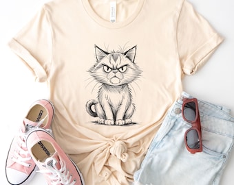Grumpy Cat T-Shirt, Funny Cat Tshirt, Retro Vintage Graphic Shirt, Grumpy Cat Lover Gift, Cat Mom Tee, Funny Shirt, Cat Aesthetic