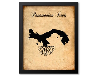 Panamanian Roots Print, Panama Art, Panama Gift, Panama Roots Print, Panama Map Print, Panama Map Art, Wall Art Poster, Vintage Canvas