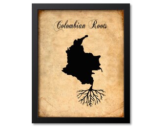 Colombian Roots Print, Colombia Art, Colombia Gift, Colombia Roots Print, Colombia Map Print, Colombia Map Art, Wall Art Poster, Vintage