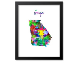 Georgia Map Art Print Georgia Wall Art Print Gift Georgia Decor Georgia Print Map Artwork Poster Watercolor Map, Canvas or Print