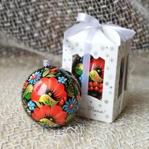 Christmas Ornament hand painted floral Tree ball Personalized decor Ukraine gift Mom Poppy flower Ukrainian Name decoration New Year 2023