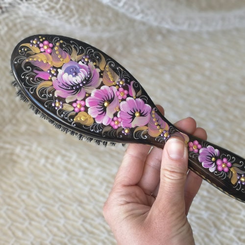 Boar Bristle Hair Brush Natural Hairbrush Wood Personalized Etsy