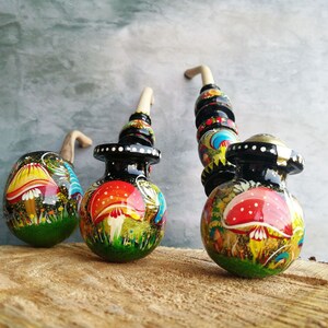 tobacco pipe Peace pipe carved wood Painted ethnic Hippie gift for men Long wooden pipe Ukrainian gift Black yellow orange Smoking pipe