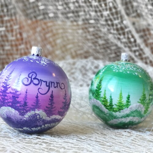 Purple Christmas Ornaments Floral Christmas Tree Baubles Etsy