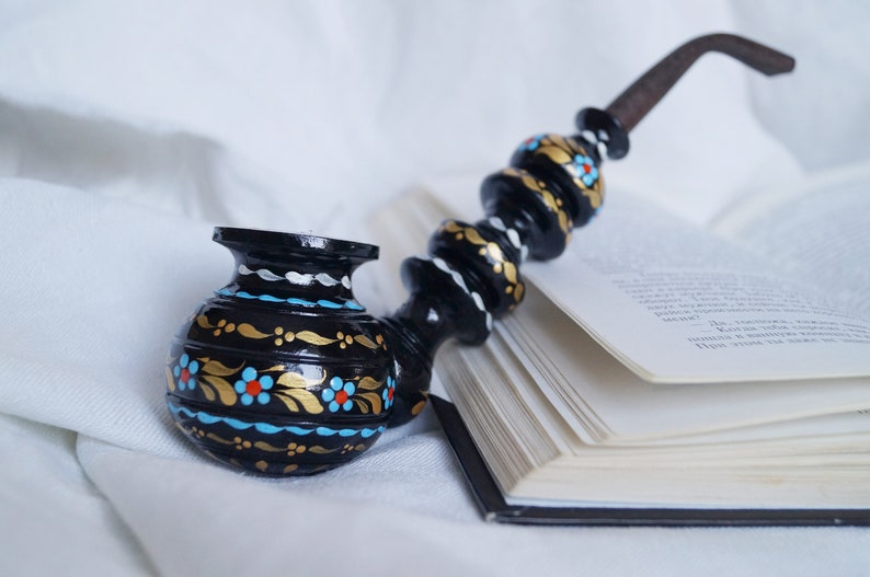 Ethnic wooden pipe cheap Gift for boyfriend Long tobacco pipe Peace carved wood Floral Gandalf pipe Smoking pipe Hippie gift for men