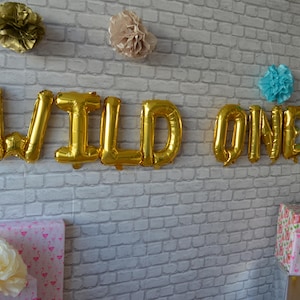 WILD ONE Banner 16&quot; Rose Gold ,Silver,Gold Foil Balloons,Mylar Balloons , New Baby