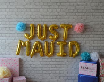 JUST MAUID 16" or rose, argent, feuille d'or, ballons en mylar, plaque de mariage, bannière de mariage, Mr et Mme, marié, aloha, mariage hawaïen, plage