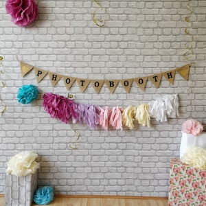 PHOTOBOOTH  Wedding Hen Props sign Party Decoration, Garland, burlap banner, Rustic pendants,  Decor, Photo Props
