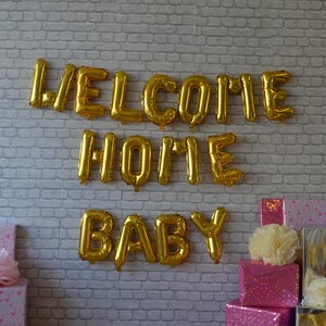WELCOME HOME BABY Banner 16&quot; Rose Gold ,Silver,Gold Foil,Mylar Balloons , New Baby