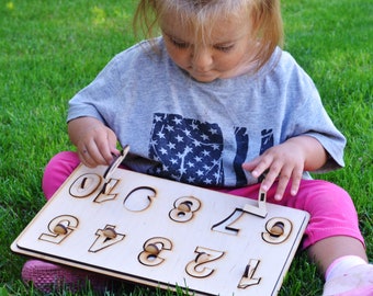 Wooden Toys First puzzle Wooden number puzzle Christmas gift Baby gift Montessori puzzle Educational Wooden baby gift Toddler Toys Baby toys