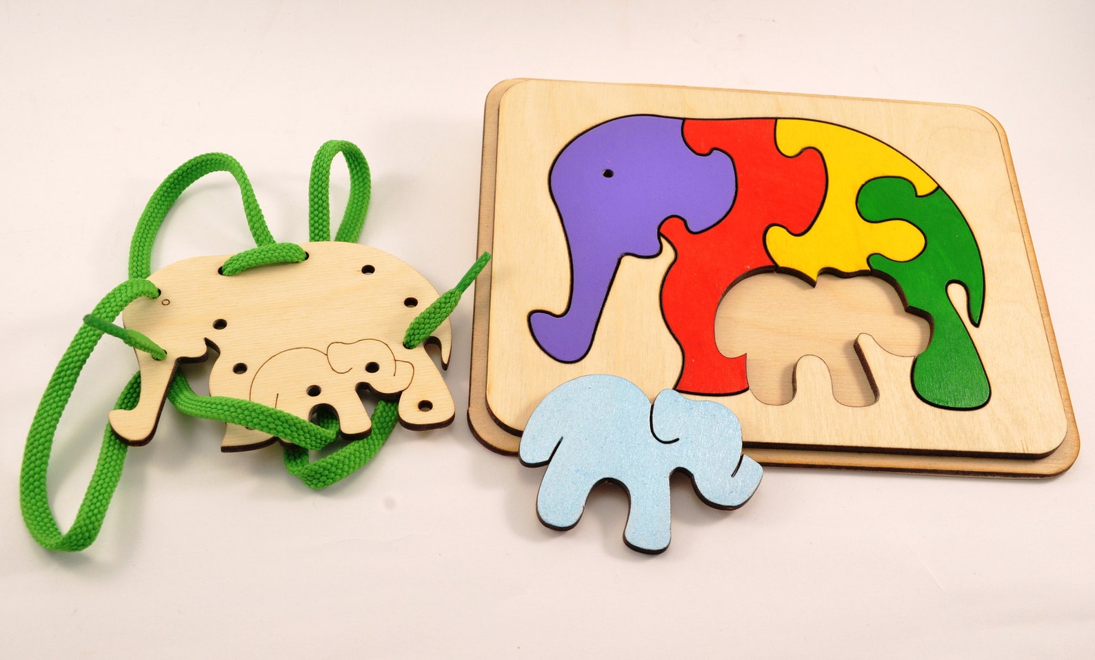 Set of Wooden Puzzle and Lacing Toy Montessori Toys Wooden Etsy