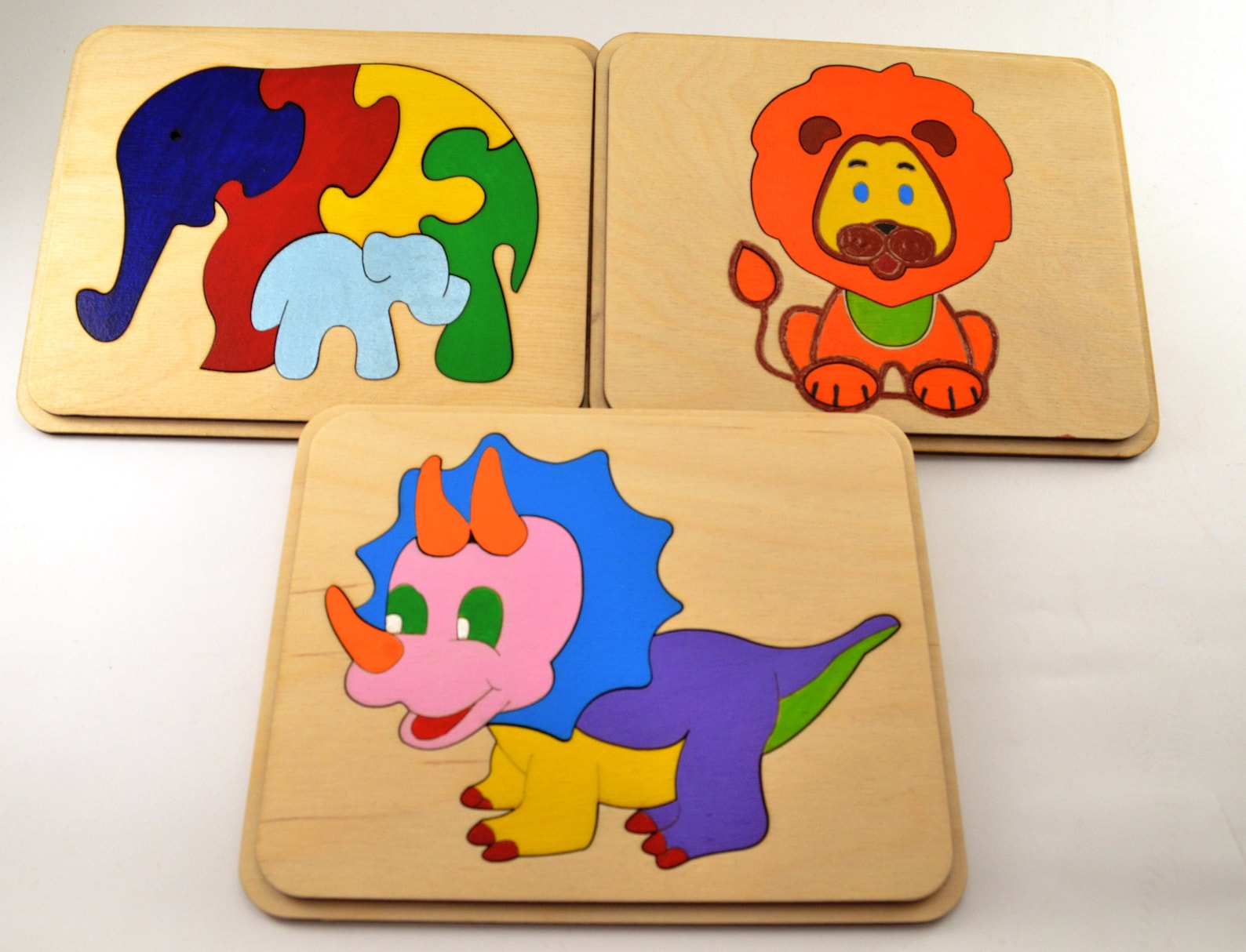 Set of 3 Wooden Puzzle Baby Toddler Toys Montessori Toy Wooden Travel