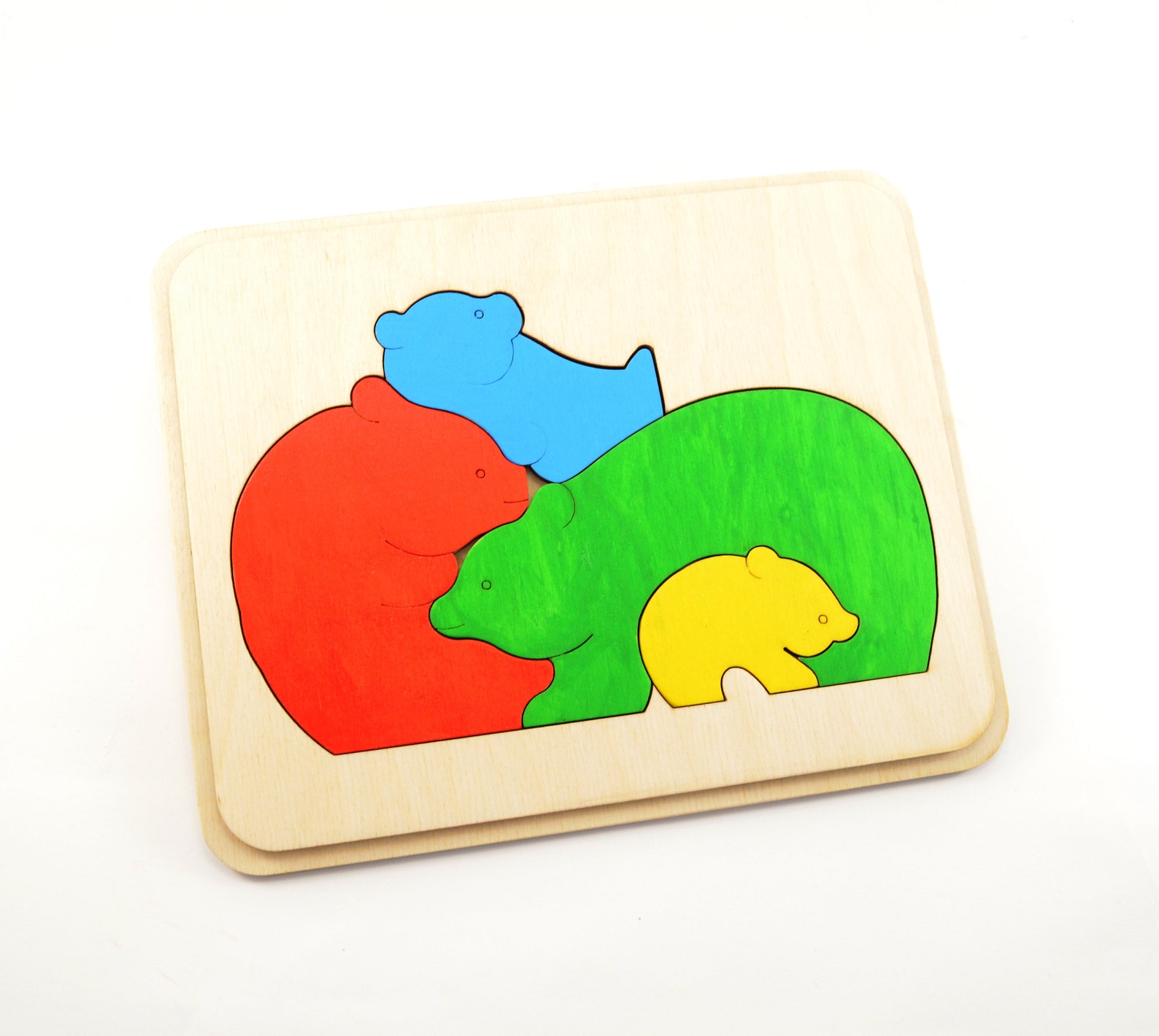 Bear's Family Wooden Puzzle Waldorf Toy Wooden Toy Sensory Etsy