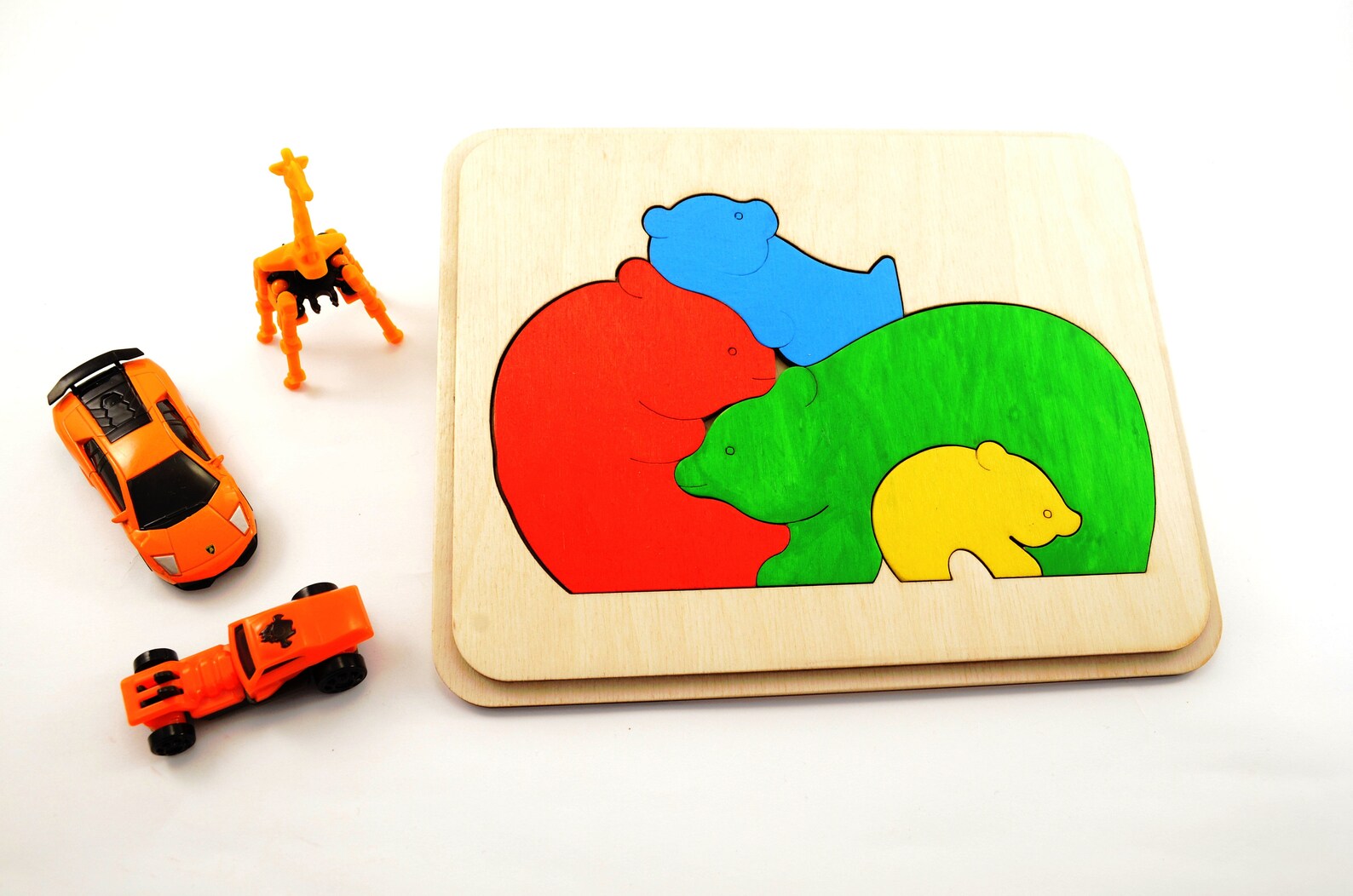 Bear's Family Wooden Puzzle Waldorf Toy Wooden Toy Sensory Etsy