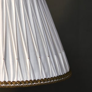 SMOKE LAMPSHADE for table lamp base, smocked empire pleat, white lampshade, chic living room lampshade image 5