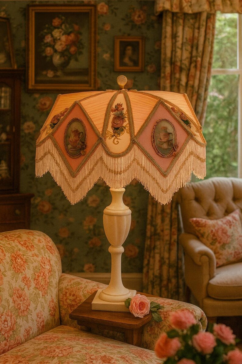 Paralume vittoriano CANDY con frange di perline per un interno romantico. immagine 9