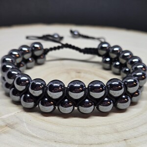 Hematite Double Shamballa Bracelet, Hematite Bracelet, Men&#39;s Beaded Jewelry, Men&#39;s Bracelet, Black Bracelet, Beaded Jewelry, Men&#39;s Bracelet