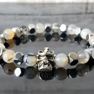 Beaded Bracelet, Skull Bracelet, Skull Jewelry, Beaded Skull Bracelet, Men's bracelet, Gift For Him, Bracelet