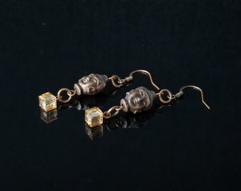 Buddha Earrings, Copper Buddha Earrings, Earrings, Gifts For Her, Dangle Earrings
