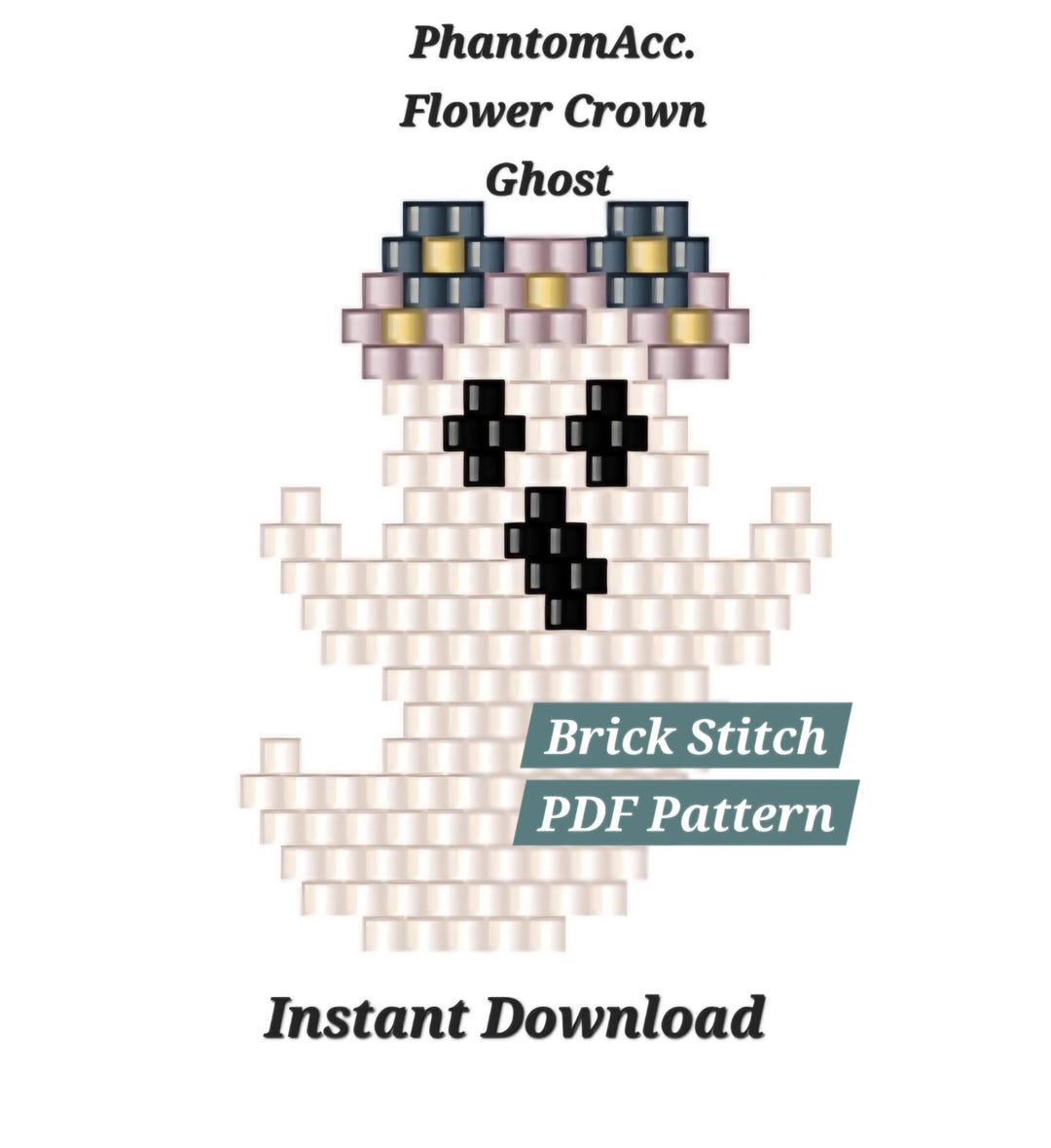 Ghost Brick Stitch PDF Pattern, PDF Instant Download, Ghost With Flower ...