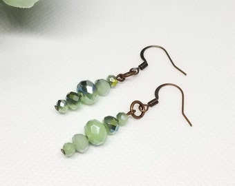 Mint Faceted Beaded Earrings, Beaded Earrings, Mint Earrings, Dangle Earrings, Earrings, Gift For Her