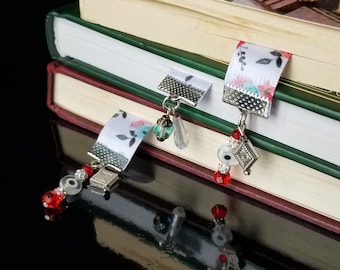 Bookmark, Floral Bookmark, Ribbon Bookmark, Beaded Bookmark, Book Accessories