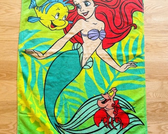 Disney Lilla Sjöjungfrun Strandhandduk 49,5x25,5 Ariel Flunder Sebastian Vintage Disney Prinsessa Bomullsblandning
