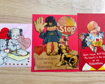Vintage Valentine Card Lot, 1930s-40s Die Cut & Mechanical