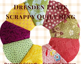Patrón para principiantes de la colcha Dresden Plate, tutorial para crear anillos con retazos (descarga en PDF)