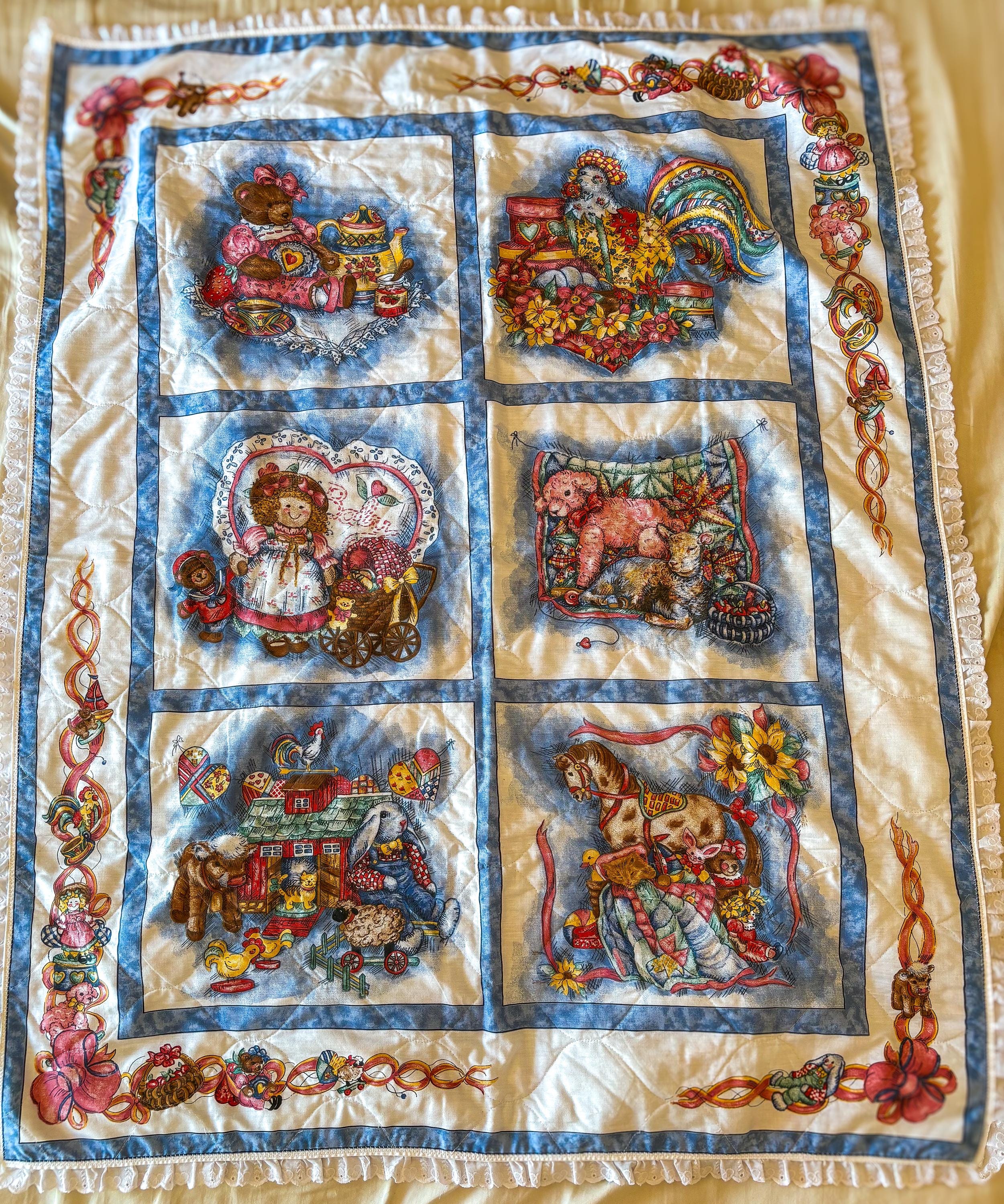 ヴィンテージ 1980年代 カントリー調 ベビーキルト パッチワーク