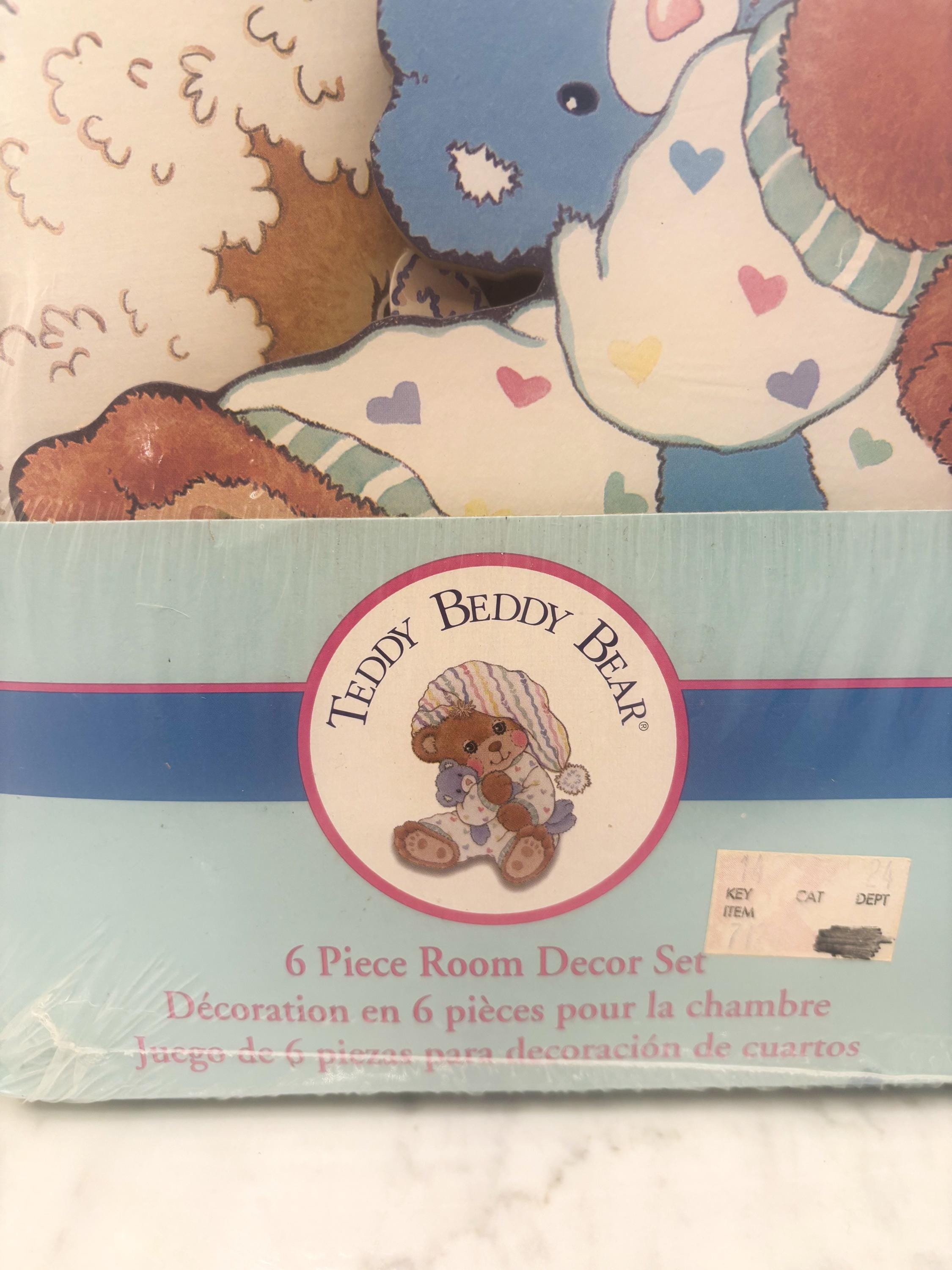 Vintage Teddy Beddy Bear Nursery Decor Set: 1990s Pastel Cutouts