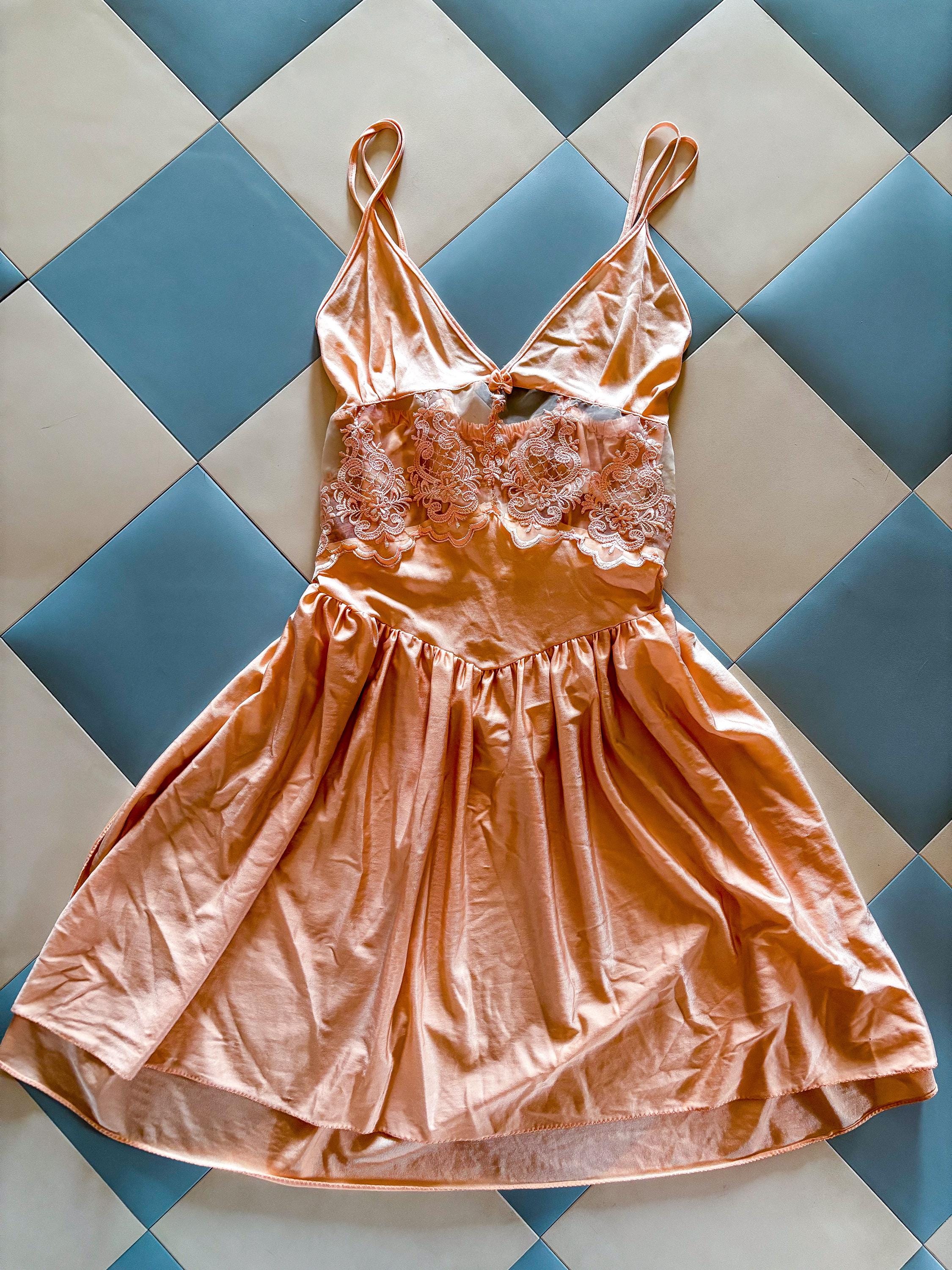Peach Lace Dress - Etsy