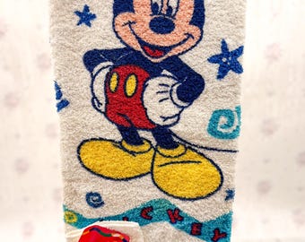Conjunto de toalhas de banho vintage do Mickey Mouse dos anos 90, algodão Disney, novo com etiqueta.