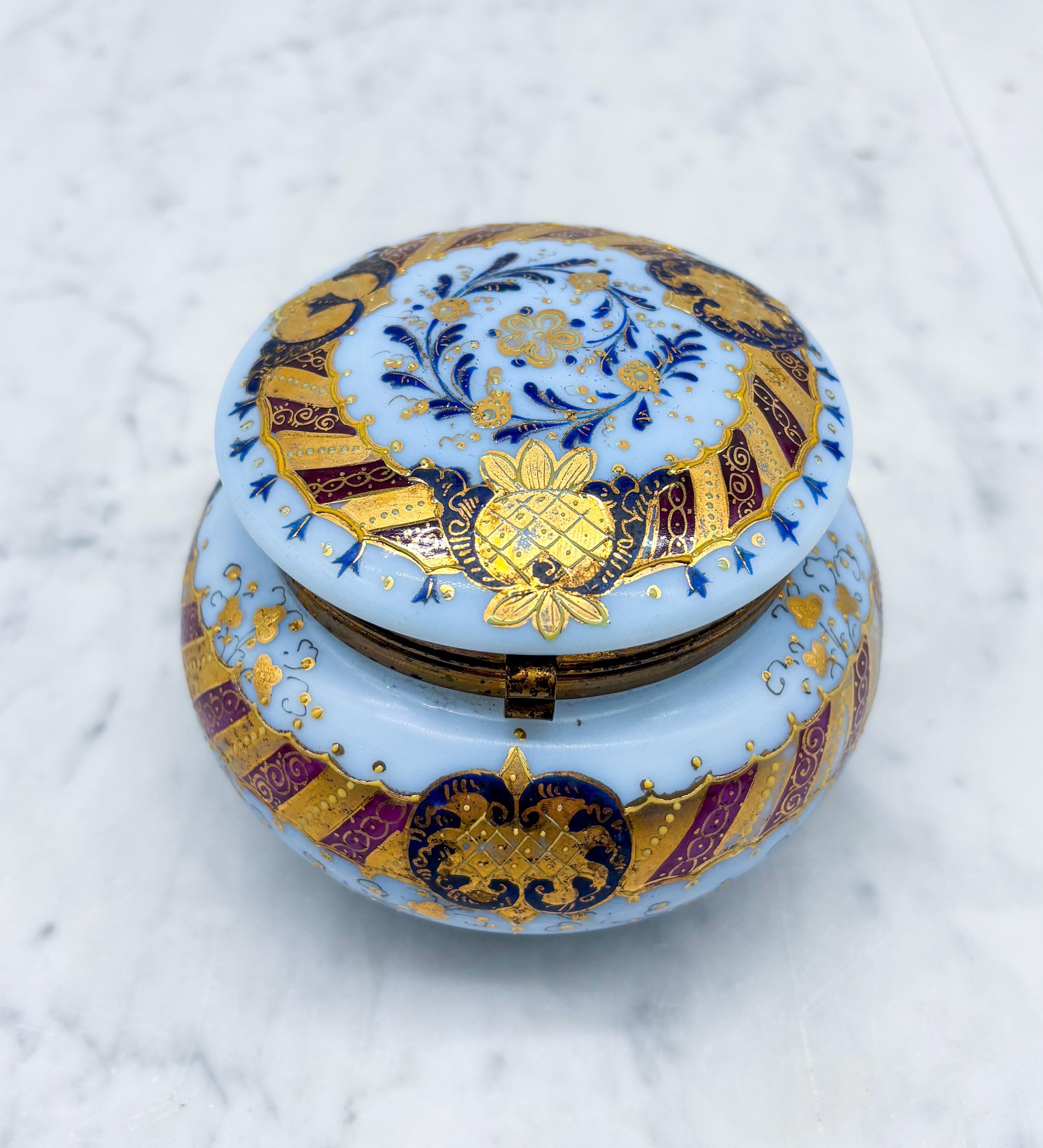 Antique French Opaline Box - Etsy