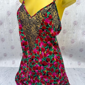Chemise De Nuit Vintage Victoria's Secret - Taille M - Satin Noir Transparent