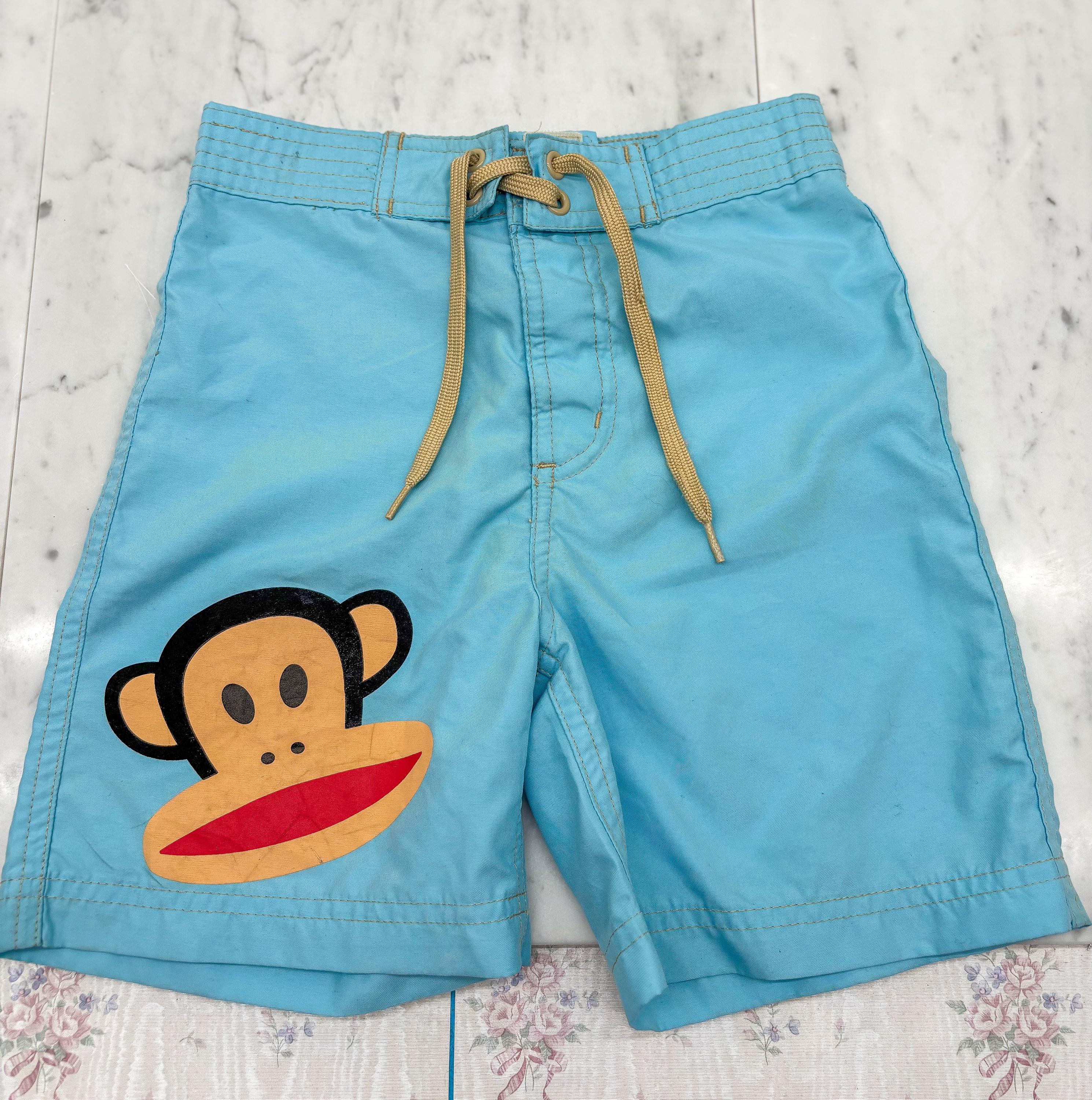 Vintage Paul Frank Julius Monkey Swim Trunks Kids Size 7 Blue