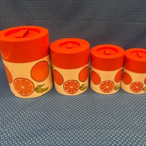 Vintage Orangen Vorratsdosen Set: 1970er Jahre Retro Japan Vorratsdosen