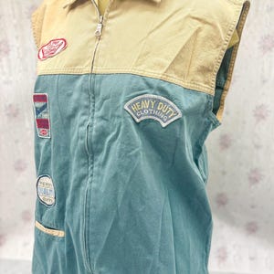 Vintage Y2K GAP Utility Vest NWT Slitstarkt Patch Workwear Dragkedja Fram, Storlek Small